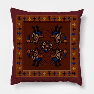 Peruvian Inca Pajaros - Rust Navy Pillow