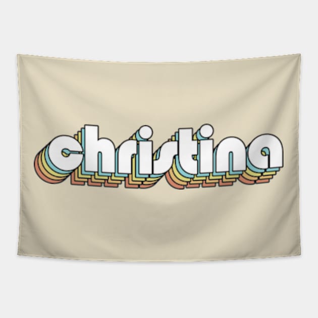 Christina - Retro Rainbow Typography Faded Style Tapestry by Paxnotods