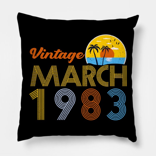 40th Birthday Vintage March 1983 40 Years Old Gifts Pillow by sarabuild