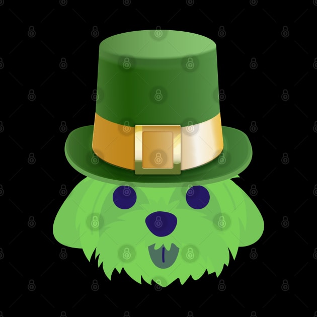 Maltese St Patrick's Day Funny Dog with St Patrick's Hat by docferds