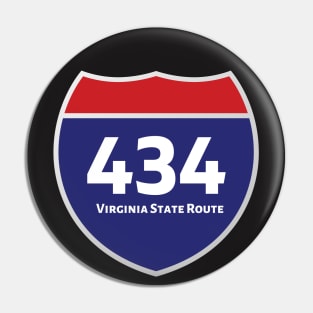 434 Virginia State Route Area Code Tshirt Pin