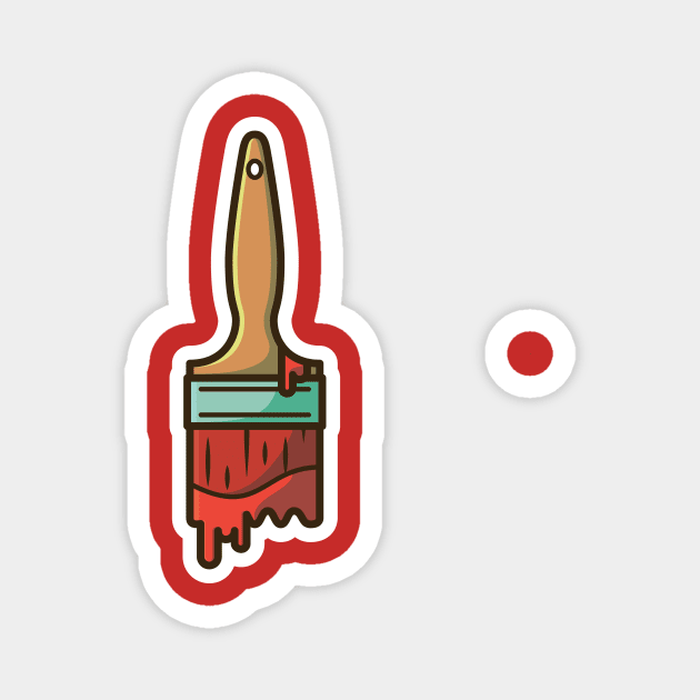 Paint Brush Sticker design vector illustration. Painting working tool equipment icon concept. Paint Brush sticker vector design with shadow. Magnet by AlviStudio