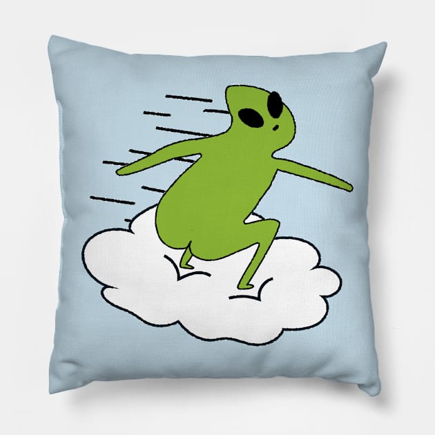 ALIEN SURFING IN A CLOUD Pillow by Pinches Dibujos Feos