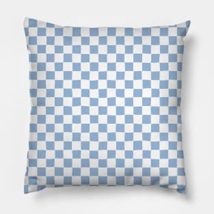 Wonky Checkerboard, White and Blue Pillow