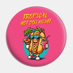 Tropical Hot Dog Night Mascot Pin