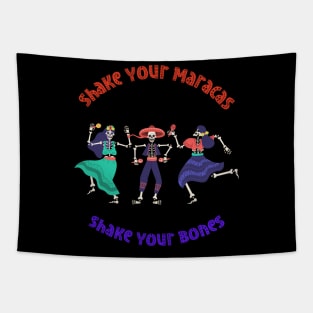 Dancing Skeletons Rainbow Shake Your Maracas Tapestry