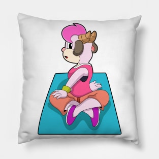 Goat at Yoga on Yoga mat Pillow