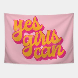 Yes Girls Can // Vintage Typography Design Tapestry