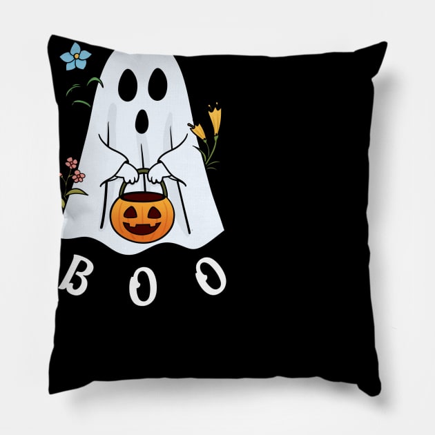 Boo Flowers Ghost Pillow by ButterflyX