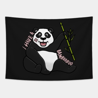 Cute happy panda with bamboo and funny pun. Tapestry