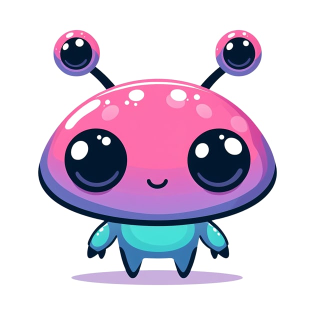 Cute Alien With Big Pink Head by AhmedPrints