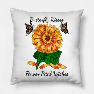 Butterfly Kisses Flower Petal Wishes Orange Pillow