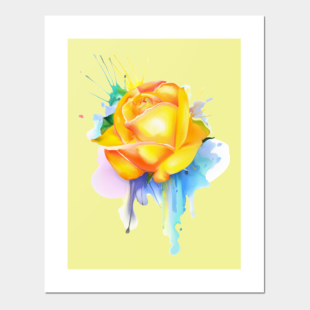 Watercolor Liquid Yellow Rose Painting Flower Yellow Rose
