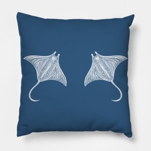 Manta Rays in Love - cute and fun ray design - dark colors Pillow