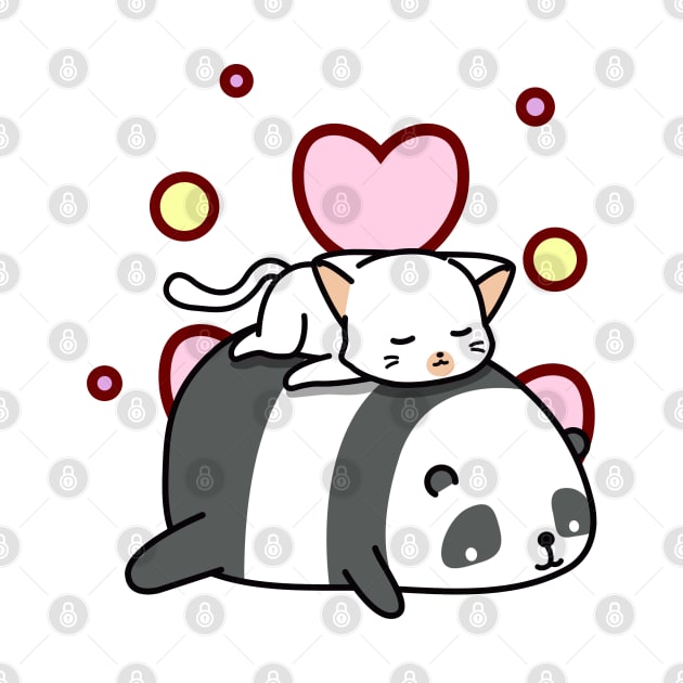 Cute Panda Sweet Sleep with Kitty by Suga Collection
