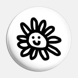 Daisy Face Black Line Pin