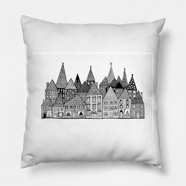 Medieval Village II Pillow by marilynllowe