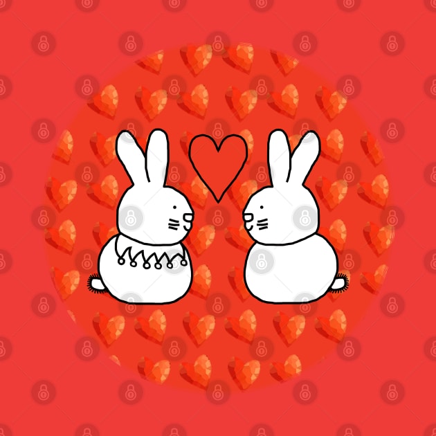 Two Easter Bunny Rabbits in Love on Valentines Day by ellenhenryart