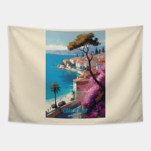 Cote d Azur vintage travel poster Tapestry