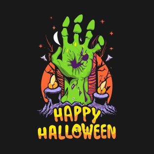 Spooky Halloween Graveyard Hand T-Shirt