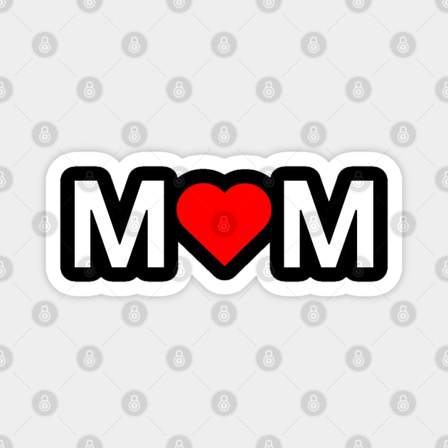 MoM  Minimalist Mother's Day Gift with Red Heart Magnet by Stylecombinator