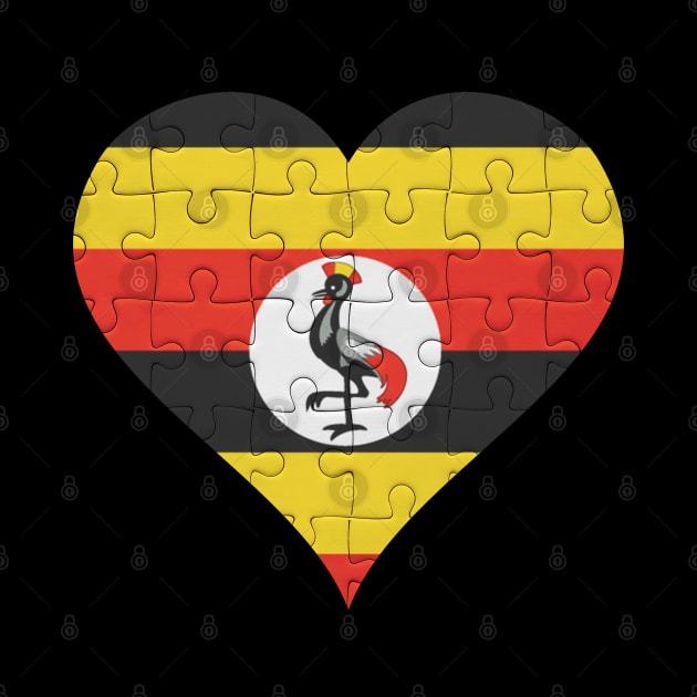 Ugandan Jigsaw Puzzle Heart Design - Gift for Ugandan With Uganda Roots by Country Flags