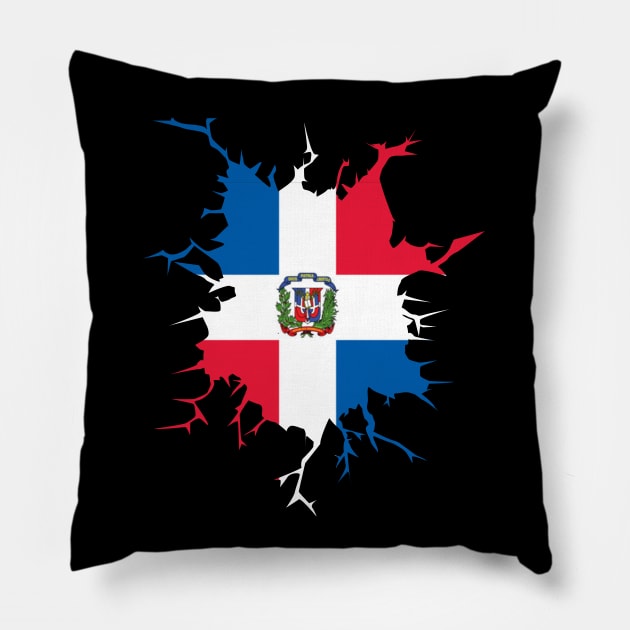 Dominican Republic Inside Flag Pillow by LetsBeginDesigns