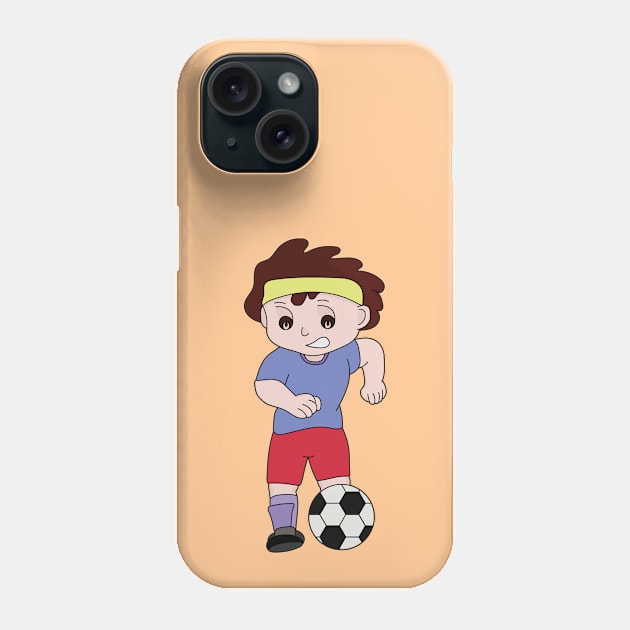 Drawing of a boy playing football Phone Case by DiegoCarvalho