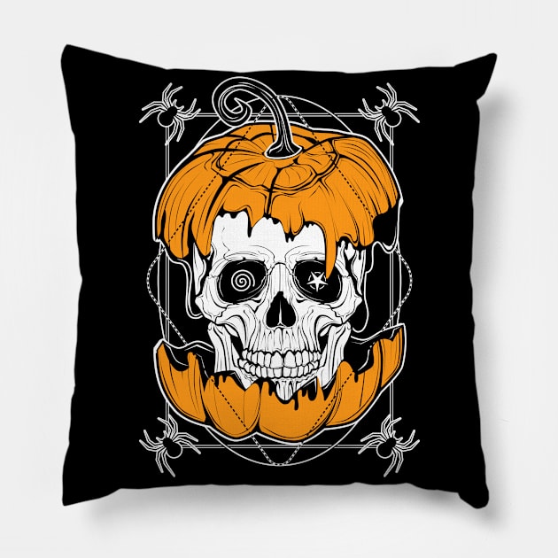 Skull-Pumpkin-Halloween Pillow by Von Kowen