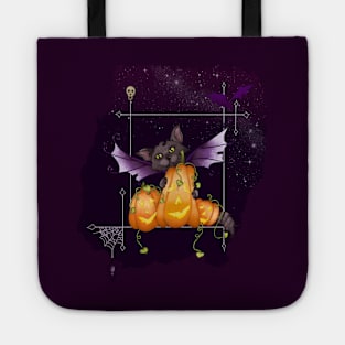 Halloween Cat Fairy Cat All My Pumpkins with Jack o lanterns Tote