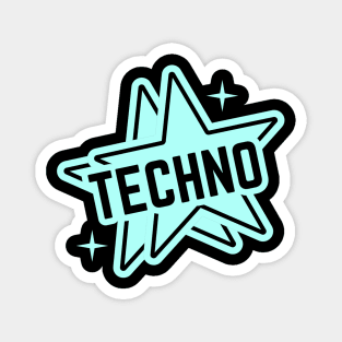 TECHNO  - 2 Stars Logo (black/mint blue) Magnet