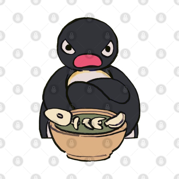 angery sulking pingu sitting with food bowl meme by mudwizard