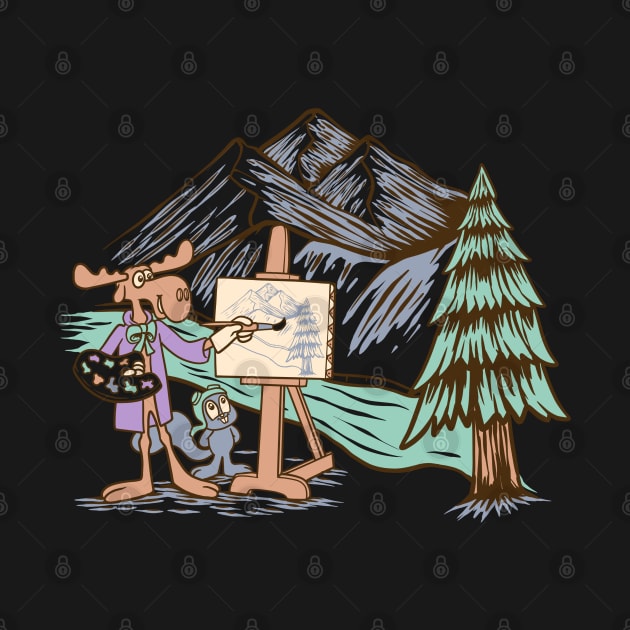 Rocky and Bullwinkle Paint the Mountains by something_kind