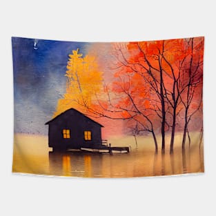 Colorful Autumn Landscape Watercolor 11 Tapestry