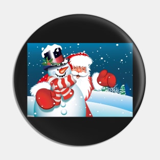 Santa and Snowman together Pin