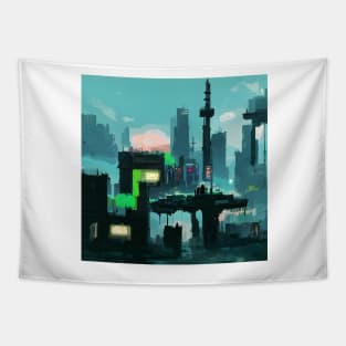 Cyberpunk City #Pixelart Tapestry