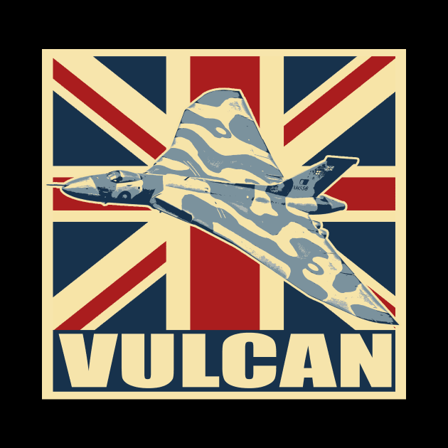 RAF Vulcan Bomber Aircraft War Plane Airplane Vintage UK Union Jack by BeesTeez