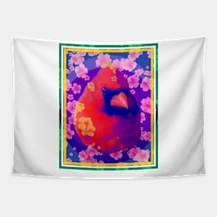 Birds on Midnight Flowers Tapestry