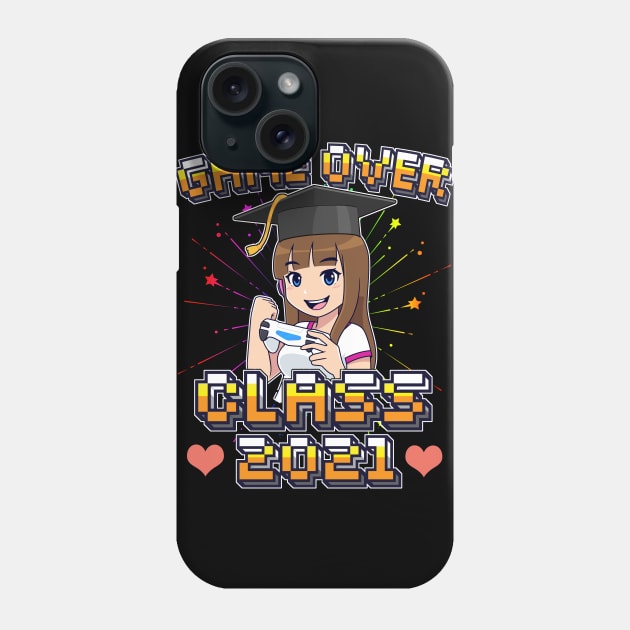 Game Over Class of 2021 Graduation Girl Loves Anime Gaming Phone Case by Ramadangonim