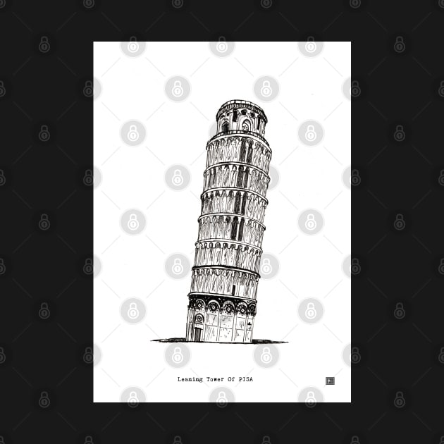 Leaning Tower of PISA Italy Pen And Ink Illustration by Wall-Art-Sketch