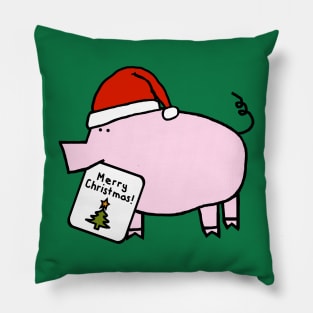 Cute Pig Says Merry Christmas Pillow