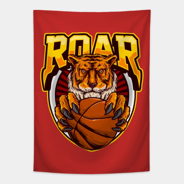 roar tiger basketball Tapestry by zorata