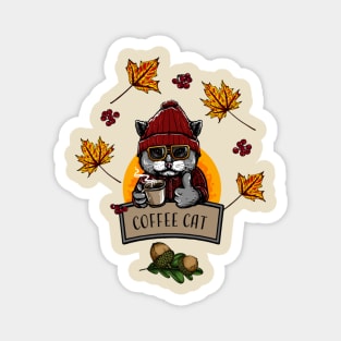 Autumn - Coffee Cat Magnet
