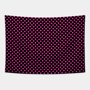 Pink polka dots on black background seamless pattern design Tapestry