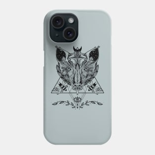 Star Wolf With Moths, Geometric Pattern, Third Eye, And Crescent Moon Phone Case