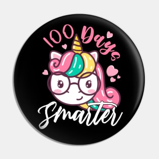 Girls 100 Days Smarter Unicorn Tee Girly 100 Days Of School Pin