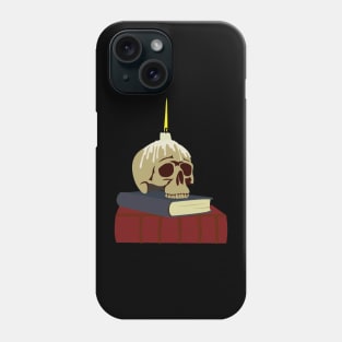 Skull on a pile of books Phone Case