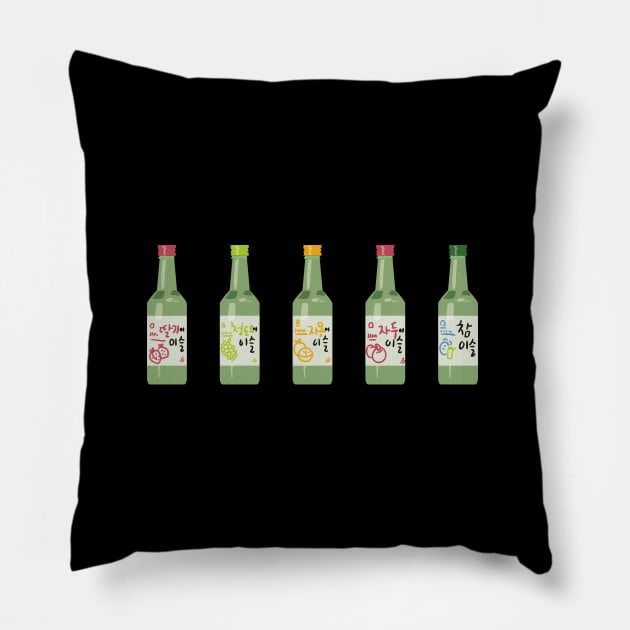 Soju drink korean aesthetics graphics illustration Pillow by nanaminhae