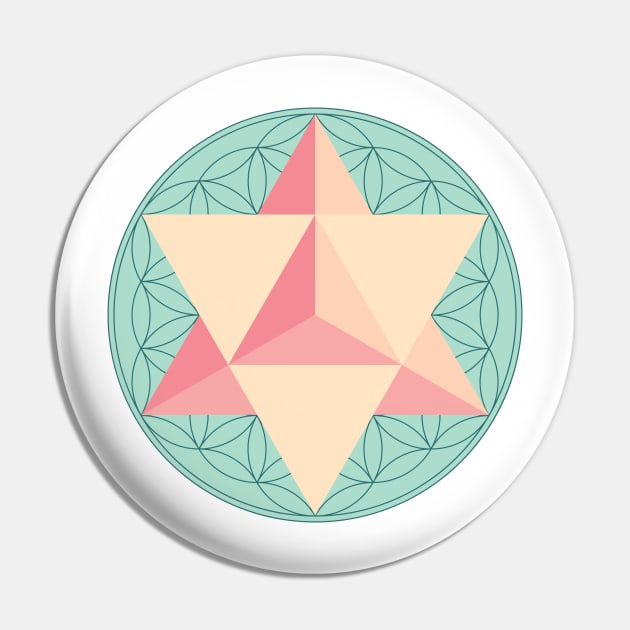 Merkaba with Flower of Life Pin by GalacticMantra