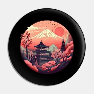 Sunset over japan mount fuji Pin